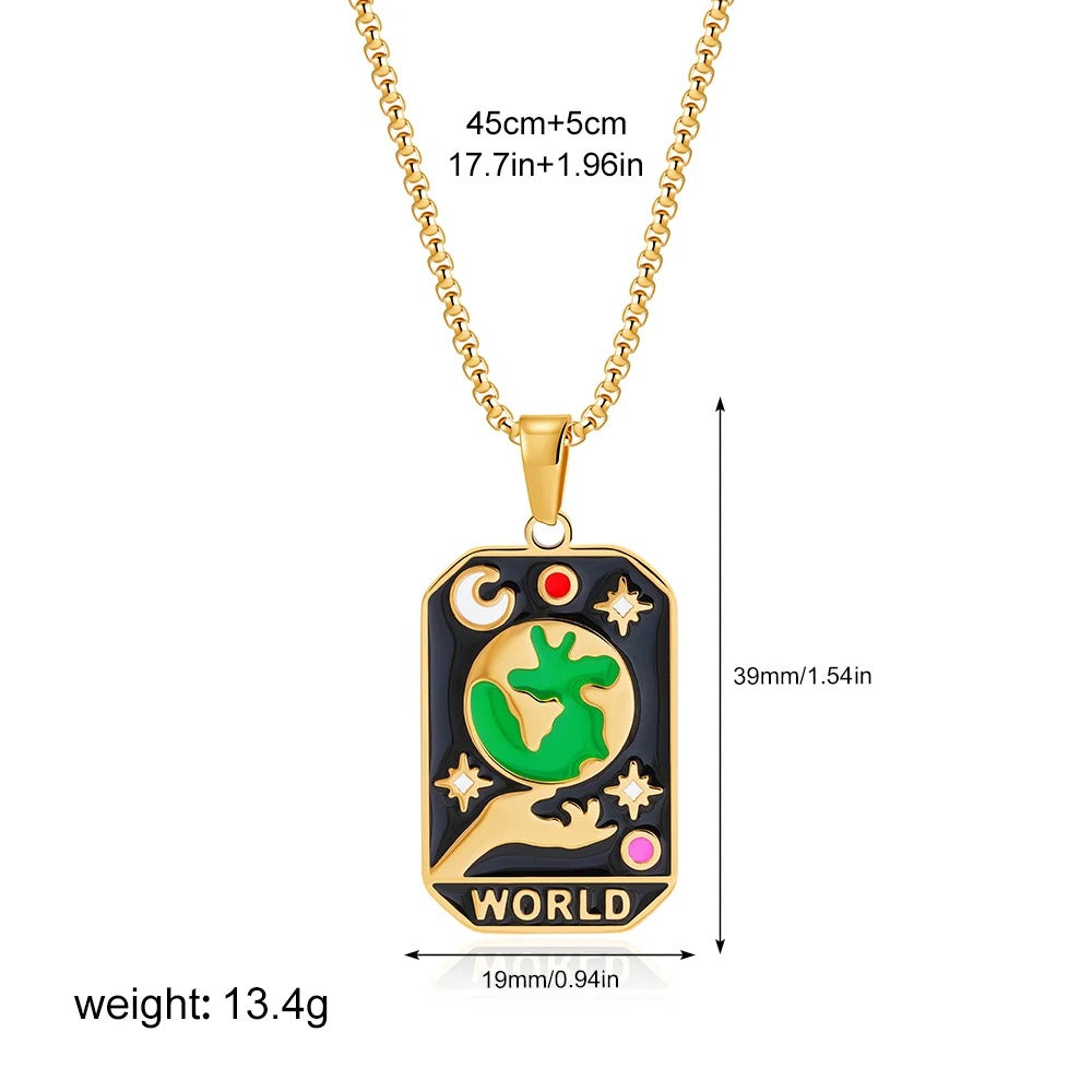 🌍World Tarot Pendant Necklace