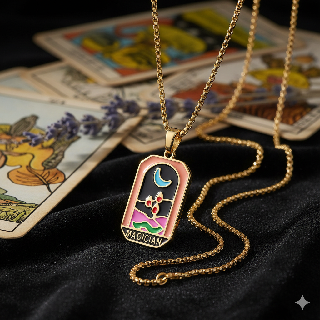 🪄Magician Tarot Pendant Necklace (Pink Edition)