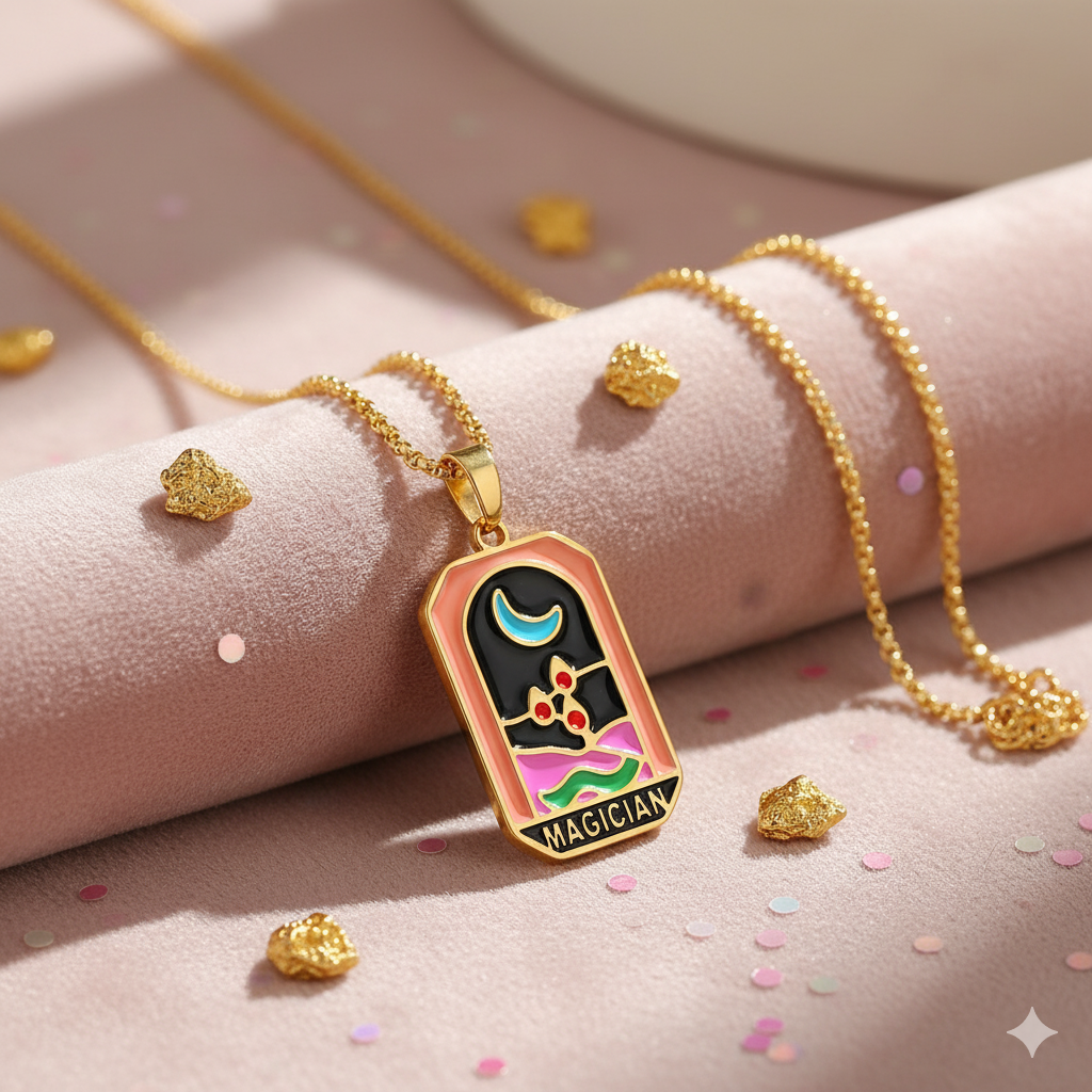 🪄Magician Tarot Pendant Necklace (Pink Edition)